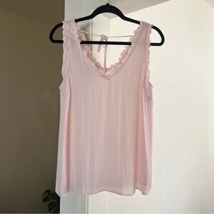 Lauren Conrad Pink Ruffle Trim Tank